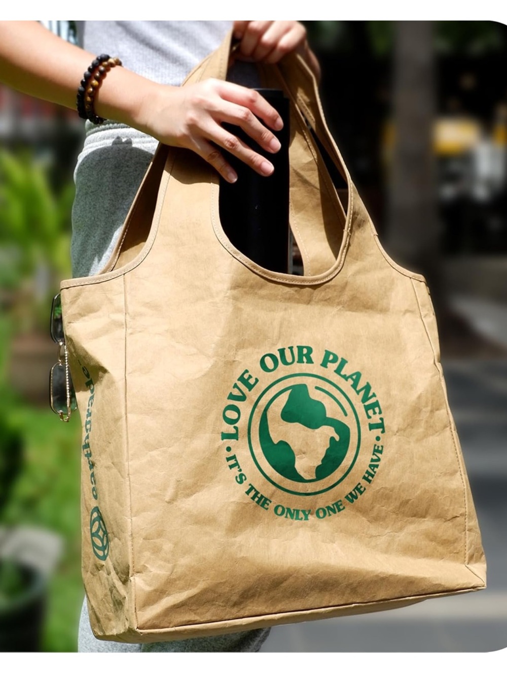 NWT “Love Our Planet” Eco Tote Shoulder Bag Washable Paper Reusable - Picture 2 of 9